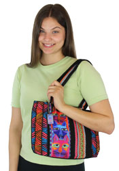 Laurel Burch Stacked Whiskered Cats Medium Tote LB5644 Laurel Burch Stacked Whiskered Cats Medium Tote LB5644