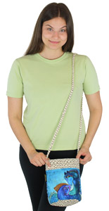Laurel Burch Teal Mares Drawstring Crossbody LB5700E Laurel Burch Teal Mares Drawstring Crossbody LB5700E